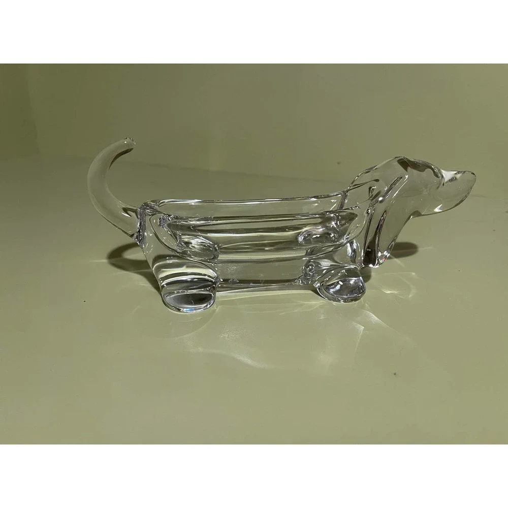 Vintage Art Lead Crystal‎ Dachshund Dog Candy Dish